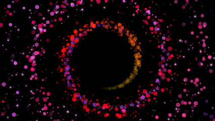 Purple Pink Bokeh Spiral. Purple, red, colored particles spiral illustration.