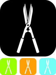 Secateurs garden scissors. Gardening tool vector icon isolated