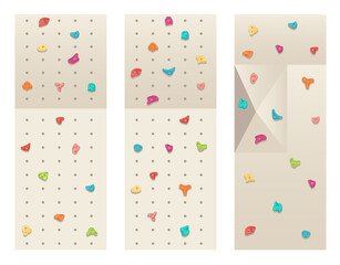 Holds for rock climbing on bouldering wall. Grips and pitches for extreme sport competition. Vector © Chorna_L