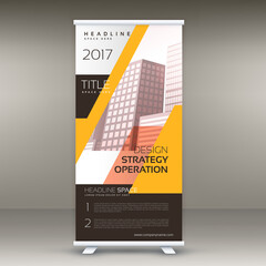 yellow standee roll up banner design with your business details