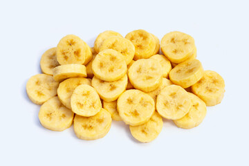 Banana slices isolated on white background
