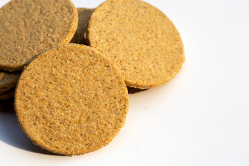 Oatcakes on a white background.