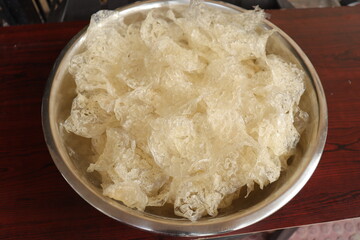 Rice Papad Top View, Jeera, Cumin Khichiya Papad Isolated on Wood Background