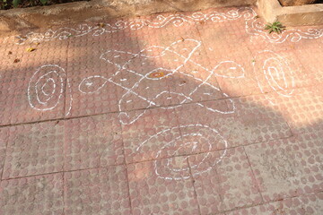 Rangoli in india mainly Southern part of India during Sankranthi,Pongal