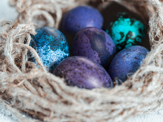 Macro vision of colorful eggs for Easter. Easter celebration