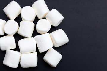 Delicious fluffy round marshmallows, White candy