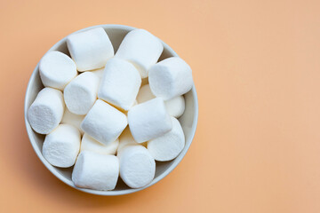 Delicious fluffy round marshmallows, White candy
