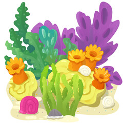 cartoon scene with coral reef element illustration