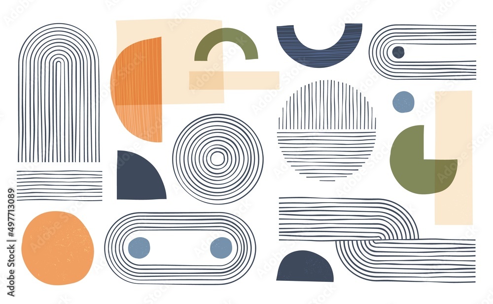 Leinwandbilder contemporary shapes, minimalist boho aesthetic elements, abstract geometric forms. trendy bohemian b
