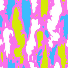 Seamless vector pattern with paint stain texture on pink background. Simple artistic wallpaper design. Decorative modern girl fashion textile.