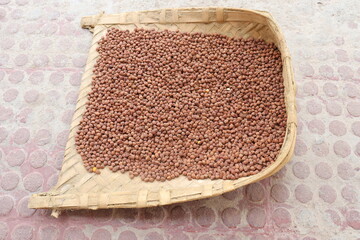 Chickpeas or Bengal gram on Wood background