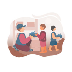 someone is giving gifts to orphans and poor children