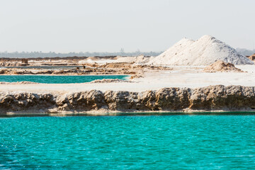Natural Salt water lake in desert. Oasis in Siwa, Egypt. Tourism spot in Egypt
