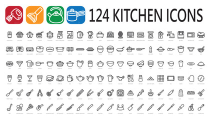 kitchenware linear icons set.Isolated vector outline illustrations. 