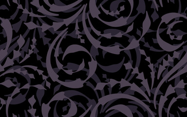 Seamless  monochrome abstract floral pattern. 