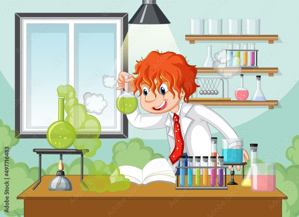 Wall mural a scientist experiment in the lab