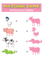 Worksheet design for matching animals