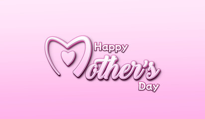 Obraz na płótnie Canvas Happy mother's day greeting background design with 3D heart Shape
