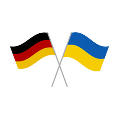 Ukraine and Germany crossed flags isolated on white background. Vector illustration