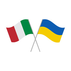 Ukraine and Italy crossed flags isolated on white background. Vector illustration