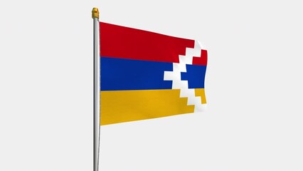 A loop video of the Artsakh flag swaying in the wind from the left perspective.