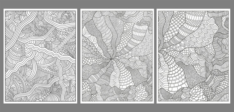 Set of abstract hand-drawn posters. Letter size.