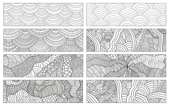 Set of abstract hand-drawn bookmarks.