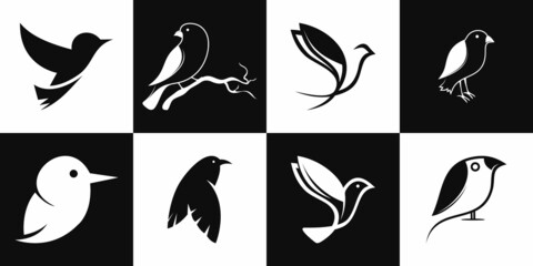 Creative silhouette logo set of birds vector template for business.