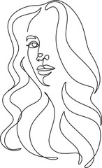 Line art woman with long hair. Line drawing girl with beautiful hair vector