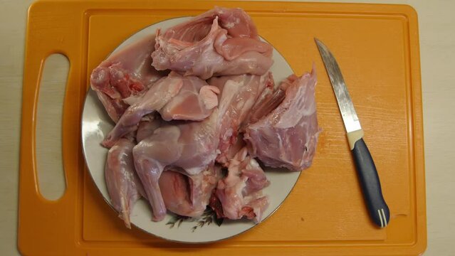 Pieces of Rabbit Meat in a Plate
