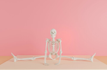 Skeletons in yoga poses for mental conditioning