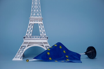 Isolated Eiffel Tower and EU flag