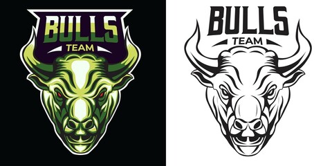bull team esport logo mascot design