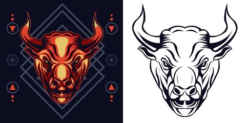bull vector illustration with sacred geometry