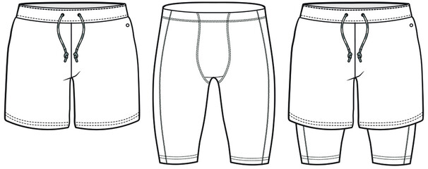 active wear shorts technical drawing vector illustration