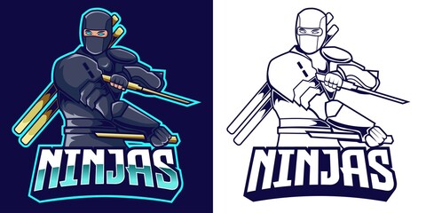 ninja esport logo mascot design © Dominico