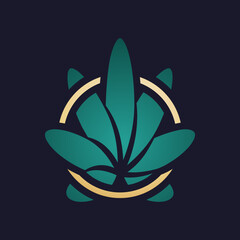 Cannabis as a logo design. Illustration of cannabis as a logo design on a dark background