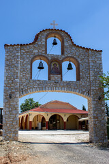 The belltower of the monastery of Agios Nikolaos from Vounaini in Karditsa,Thessaly,Greece. 