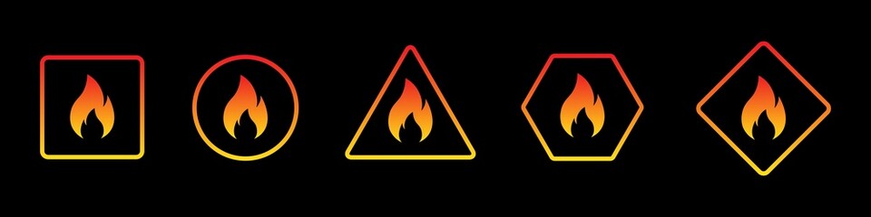 Fire Warning Icon Vector Illustration