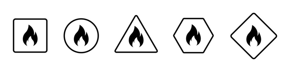 Fire Warning Set Icon Vector Illustration - obrazy, fototapety, plakaty