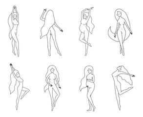 Aesthetic women line art vector