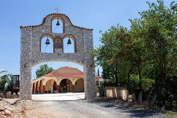 The belltower of the monastery of Agios Nikolaos from Vounaini in Karditsa,Thessaly,Greece. 