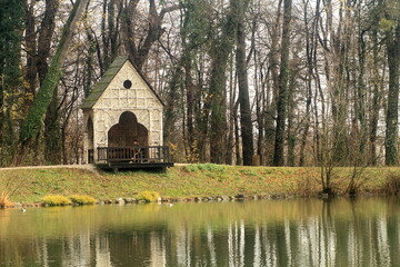 wooden house in the park
