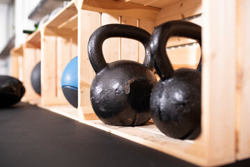 cattle bells in a gym. weights