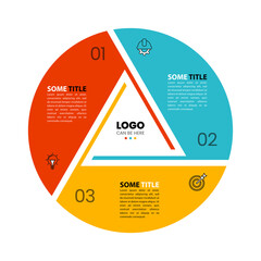 Infographic template with icons and 3 options or steps. Triangle