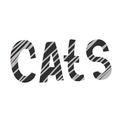 Lettering cats in a modern trendy style. Lettering for international cat day. Hand drawn vector logo with letter typography. Illustration with slogan for clothing, print, banner, badge, poster,sticker
