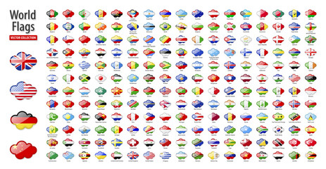 Flags of the world - vector set of cloudy flags, glossy icons.