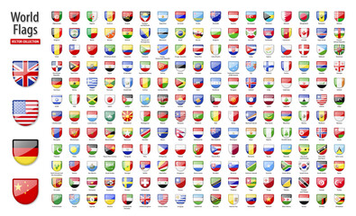 Flags of the world - vector set of glossy, hemispherical icons.