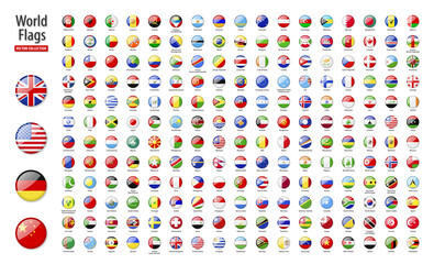 Flags of the world - vector set of round, glossy icons.