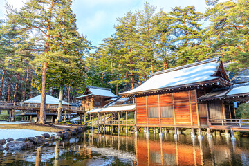 雪と身曾岐神社　山梨県北杜市　Snow and Misogi Shrine. Yamanashi-ken Hokuto city.